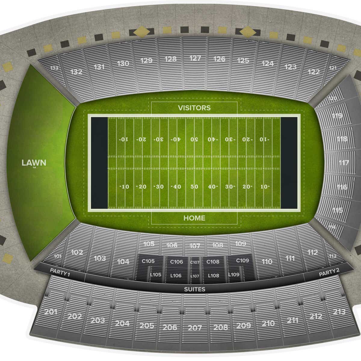 Seating Arrangement Map of ASU Football Stadium